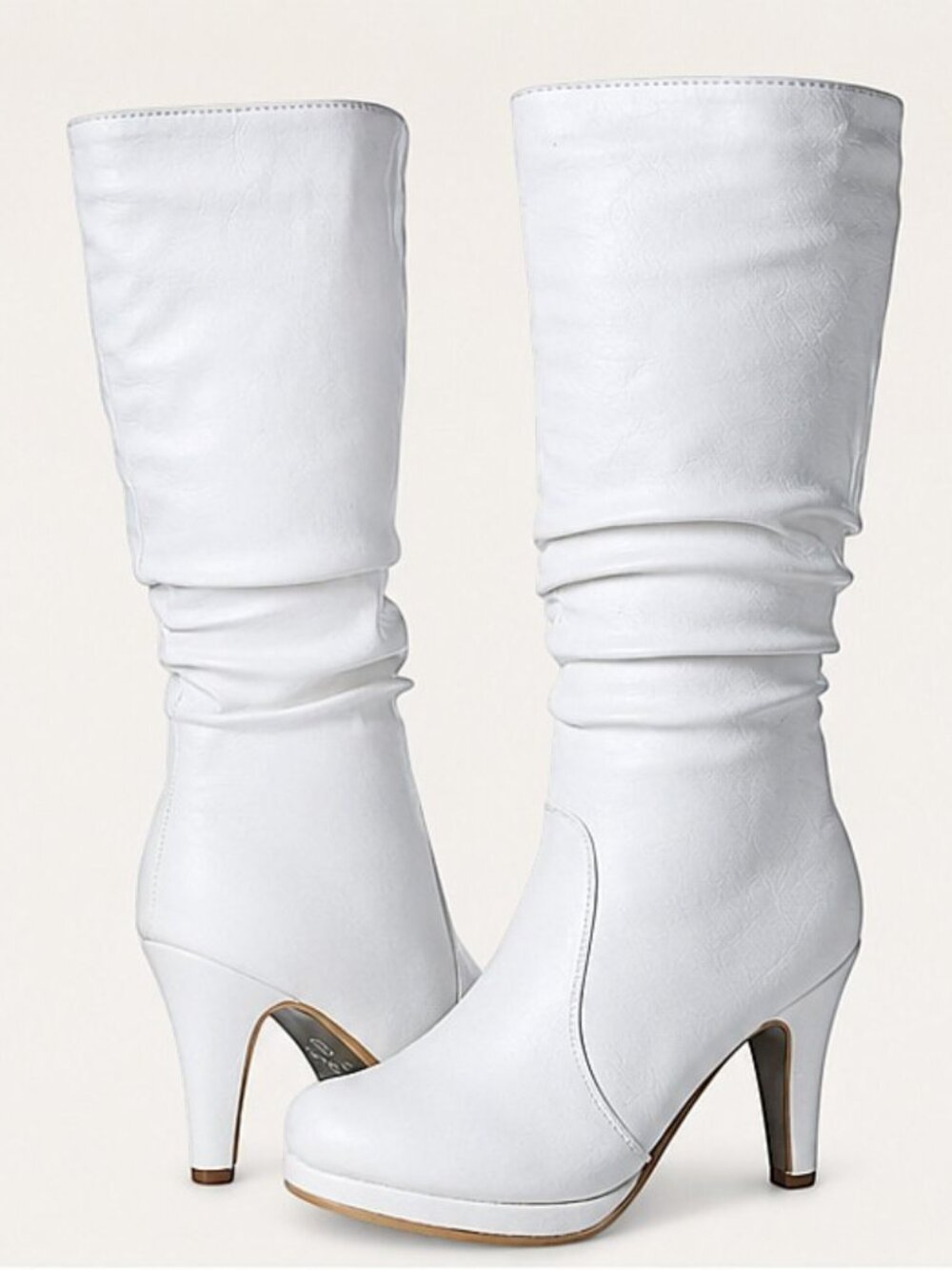 Top Moda White Slouch Mid-Calf Faux Leather Boots